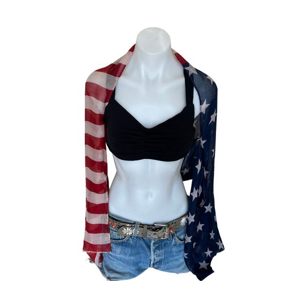 American Flag Kimono Shrug Unique Handmade One Size Boho Festival USA Patriotic - Picture 1 of 5